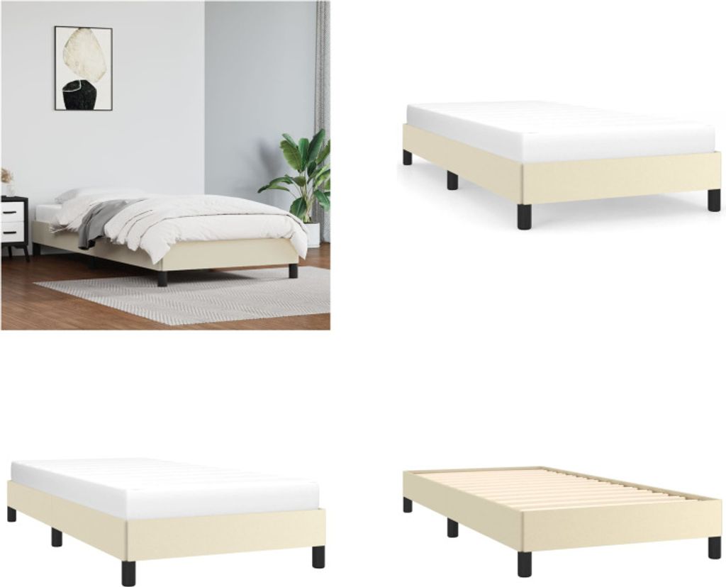 vidaXL Bettgestell Creme 80x200 cm Kunstleder - Bettgestell - Bettgestelle - Bett - Schlafzimmermöbel