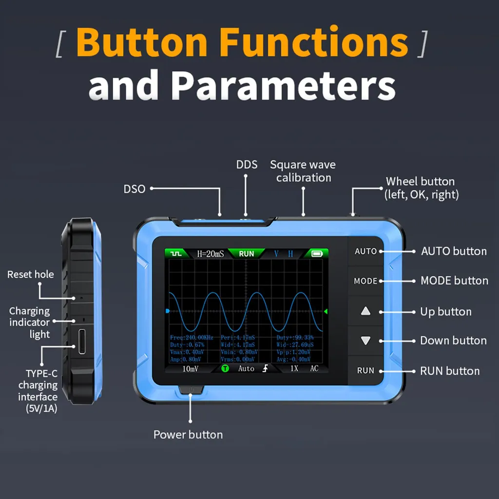 Multimètre oscilloscope 2 en 1 portable pour diagnostic électronique pro - 11