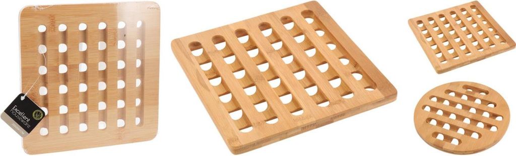 UNTERSETZER BAMBUS ca. 20 x 20 x 1 cm 2 Sorten unsortiert Holz Natur Rund / Rechteckig