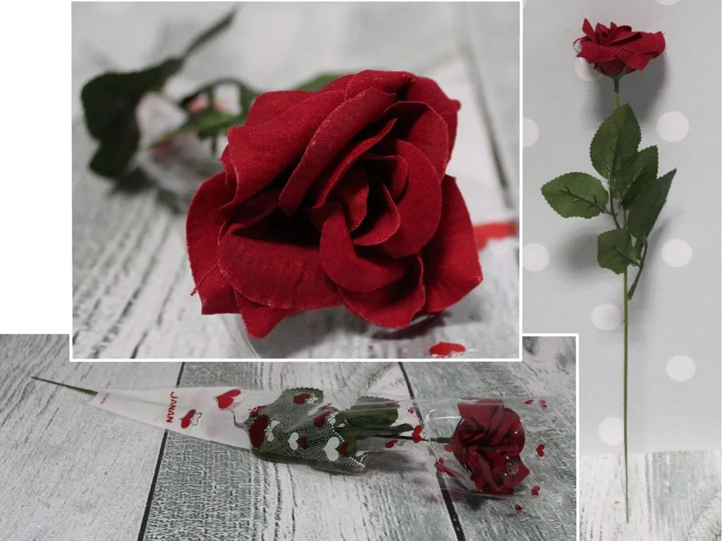 20 Roses artificielles 40 cm finition déroulée et cône en aluminium