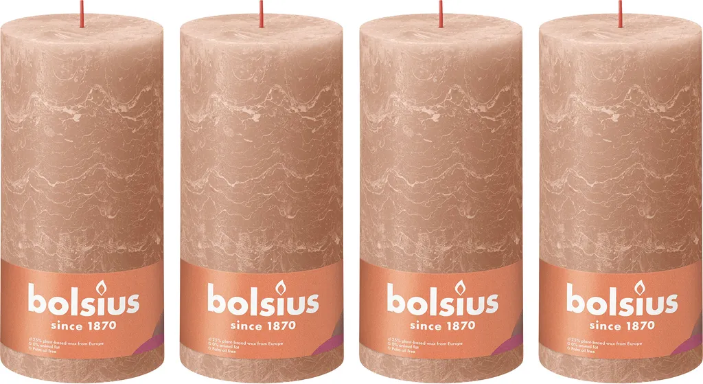 Grandes bougies caramel 20 cm avec finition rustique et longue durée