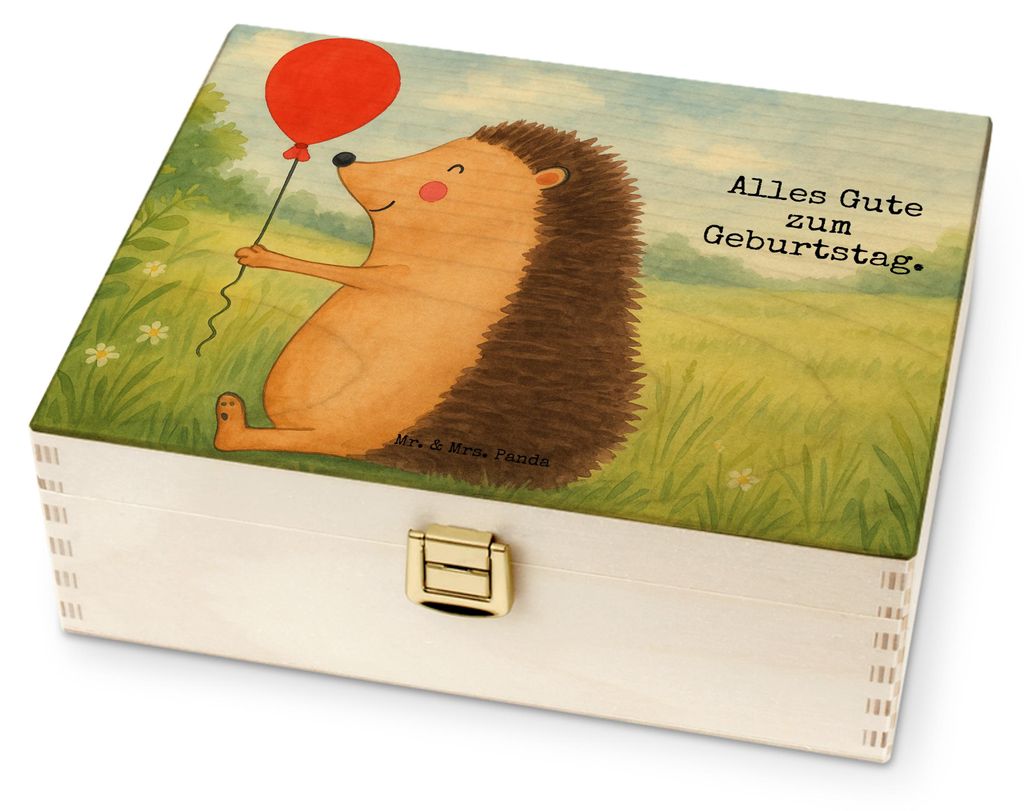 Mr. & Mrs. Panda Tee Box Igel Luftballon Design - Weiß - Geschenk, Beutel Halter, Teedose, Ballon, Teekasten, Happy Birthday, Aufbewahrung, Geburt...