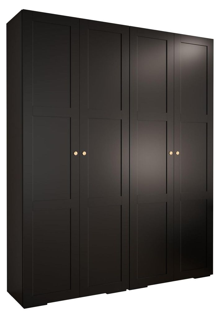Kryspol - Kleiderschrank Schwarz, 4 Tür, 2 Modul 200x236,7x47cm, Manhattan Ryfel 10