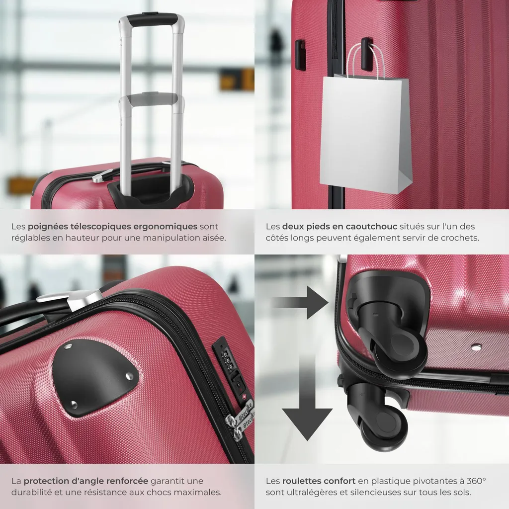 Valises Trolley ABS Rouge : Finis les Bagages Abîmés et les Pertes