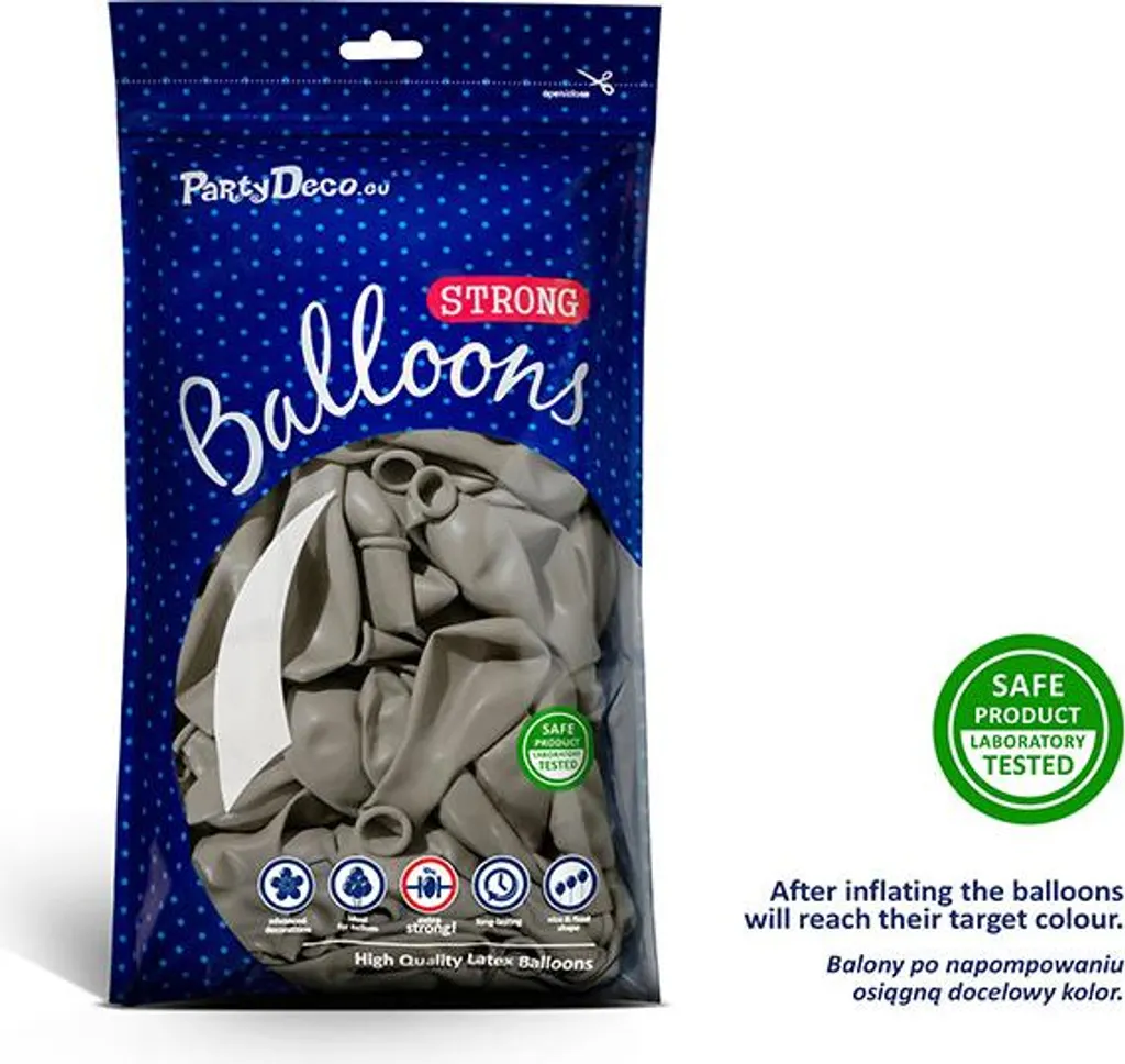 100 Ballons Partystar Gris Clair 27 cm - Pack de Baudruche Haute Qualité - 2