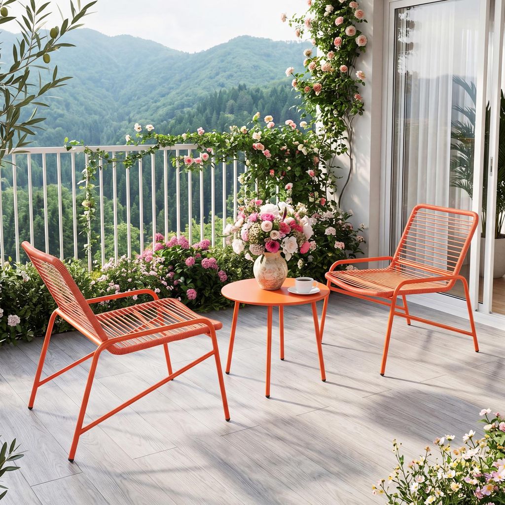 COSTWAY 3 tlg. Gartenmöbel Set, Balkonmöbel mit 2