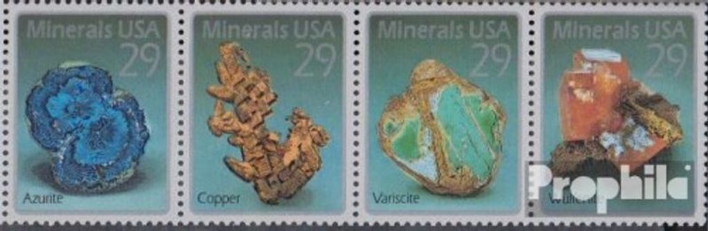 Briefmarken USA 1992 Mi 2315-2318 Viererstreifen (kompl.Ausg.) postfrisch Mineralien