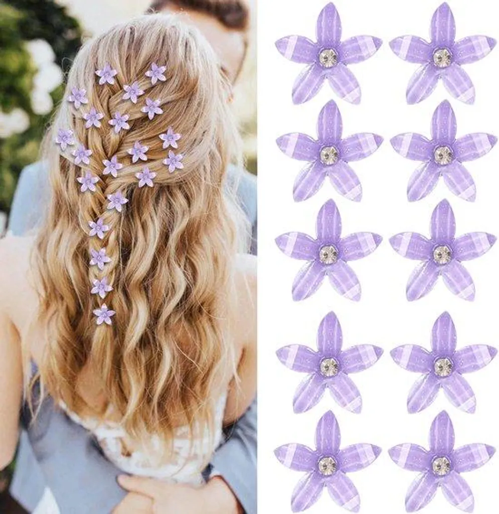Barrettes violettes métal et strass lot de 10 pinces anti-glisse femme