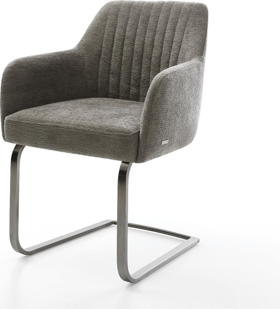 DELIFE Freischwinger Greg-Flex Bouclé Soft Schlamm Freischwinger flach Graphit Taschenfederkern