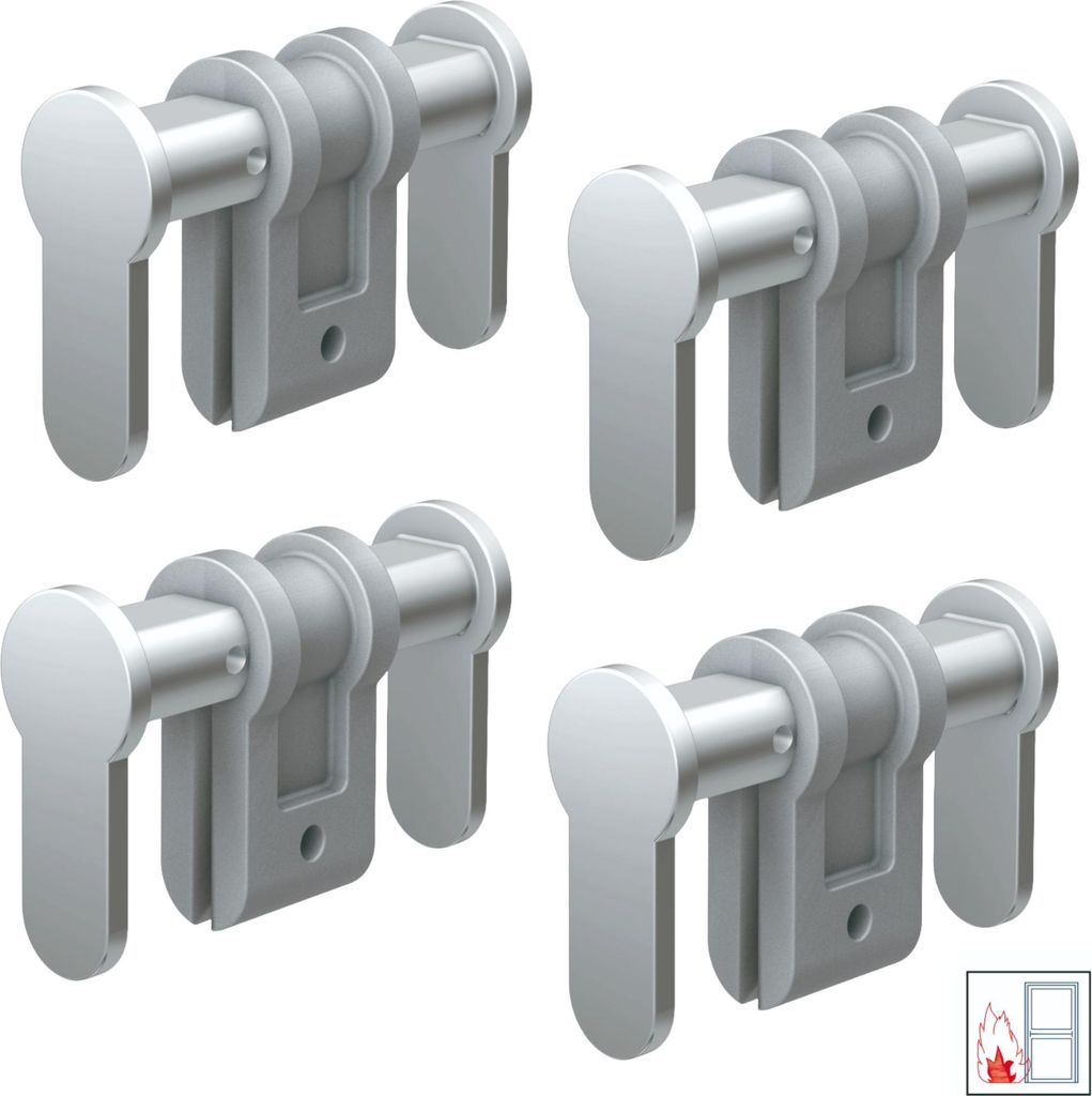 BASI - Universal-Blindzylinder - BZU 100 - Einstellbereich 50-84 mm - Matt vernickelt - Für FH Türen zugelassen - 4er Set - 4X9000-0100