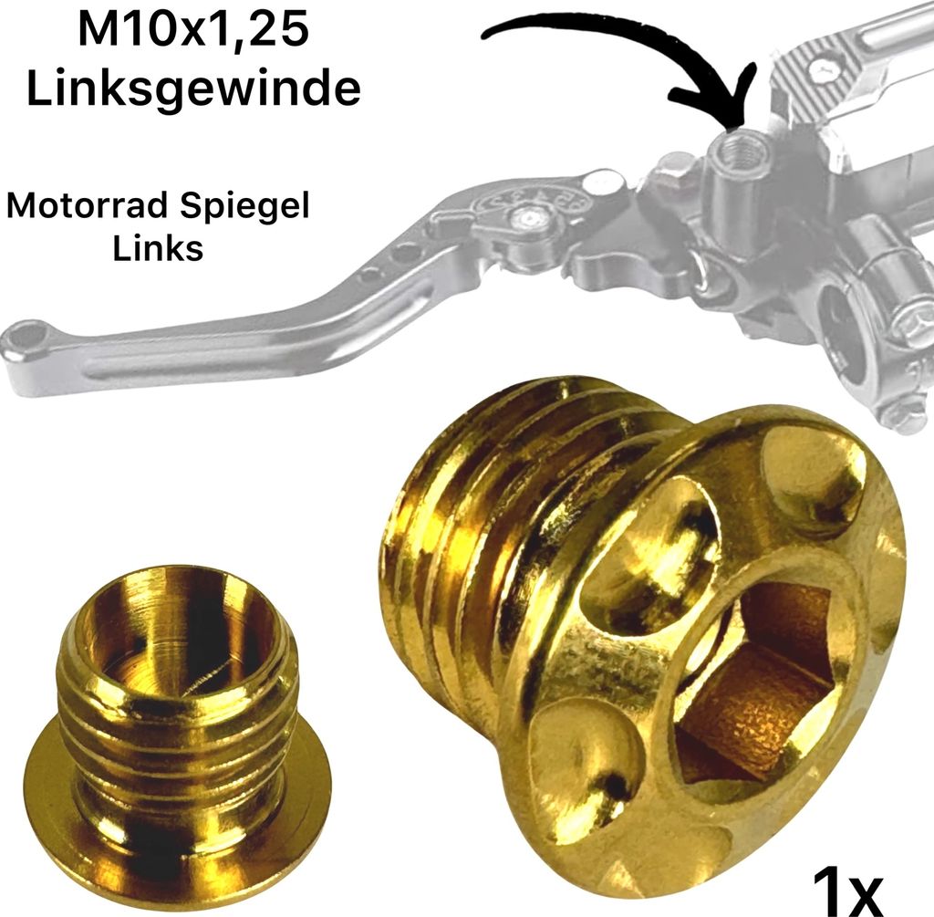 F26 TITAN Motorrad Spiegel Stopfen Links Gewinde M10 x 1.25 Produktbild 