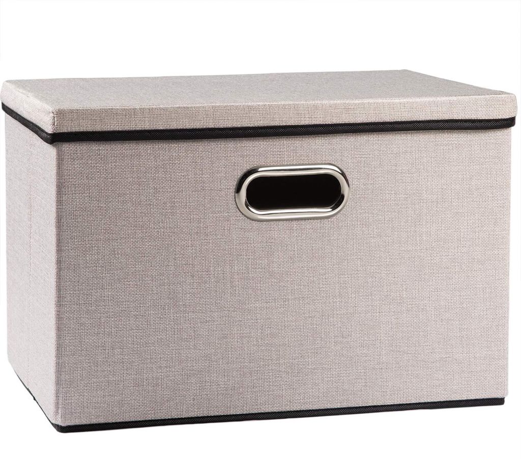 Große Aufbewahrungsbox mit Deckel, faltbare Aufbewahrungsboxen, Aufbewahrungskorb mit Griff, dekorative Stapelboxen, Organizer