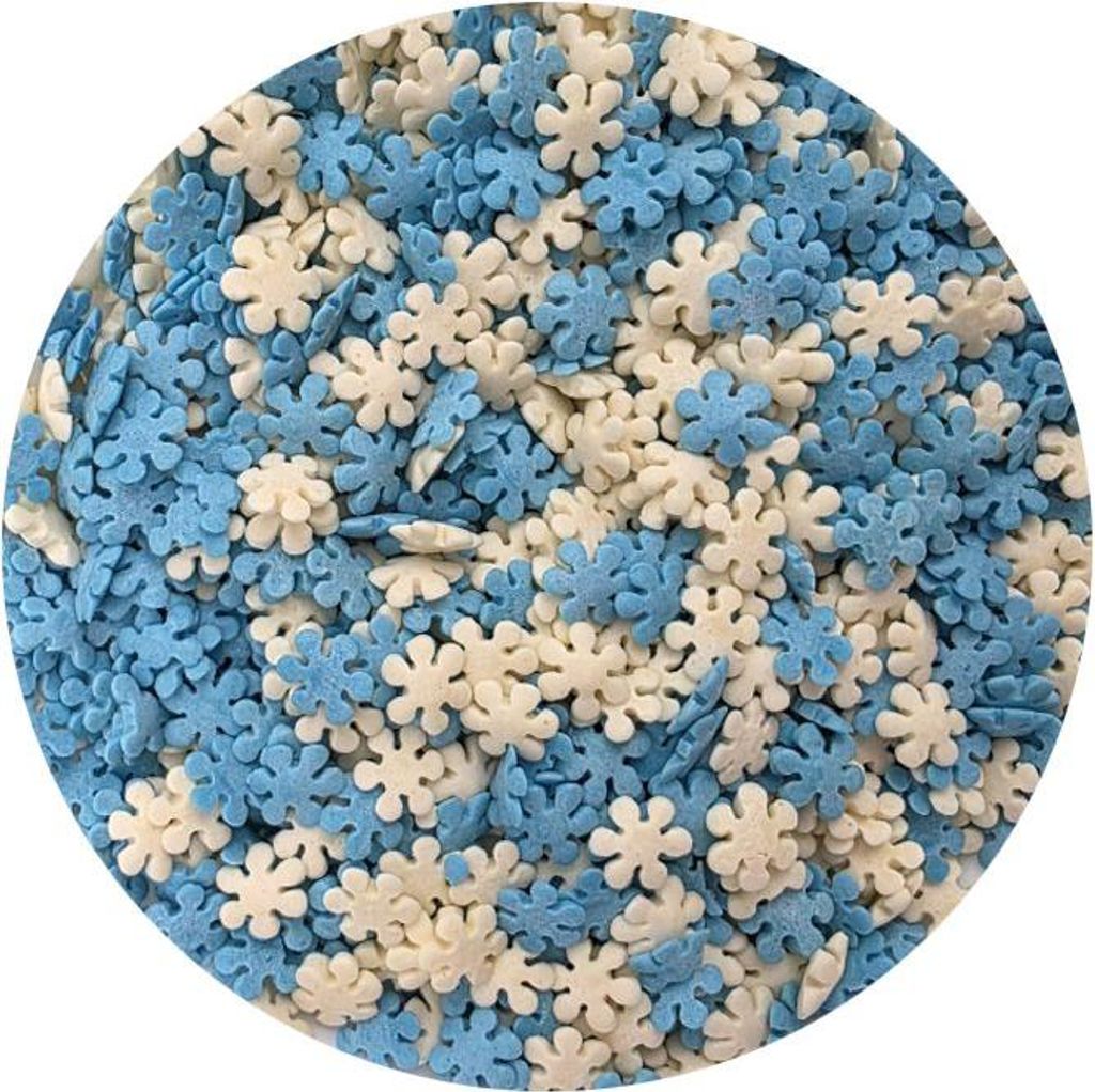 Zuckerdekor weiß-blaue Schneeflocken 80g