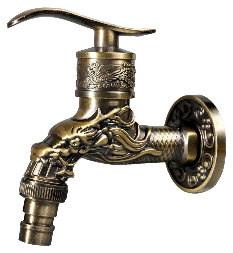 Garten Wasserhahn aus antikem Messing, 1/2 Zoll, Wandmontage, Retro-Stil, robuster Außenwasserhahn für Bad, Küche, Balkon und Waschmaschine