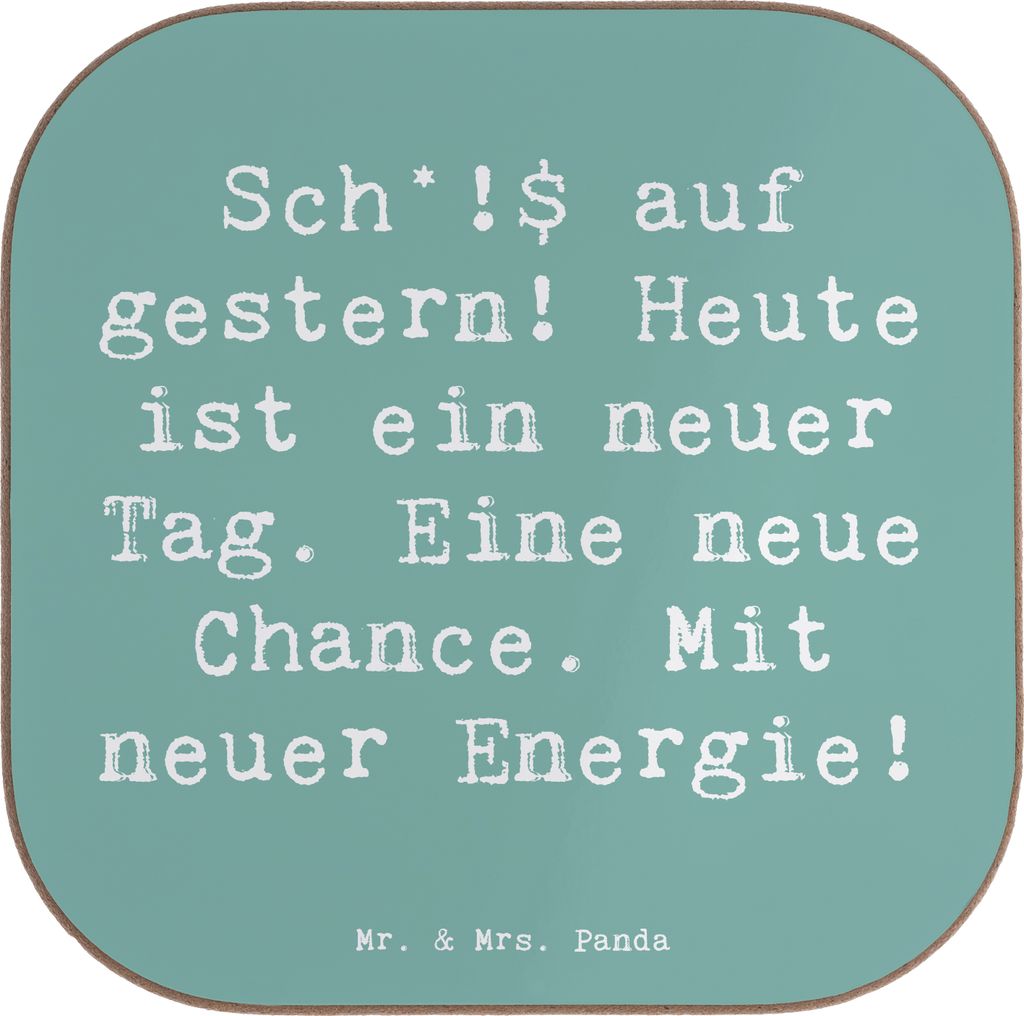 Mr. & Mrs. Panda Untersetzer Glas Spruch Selbstzweifel Neuanfang - Meeresbrise - Geschenk, Kaffee, Motivation, Coaster, Selbstwahrnehmung, Quadrati...