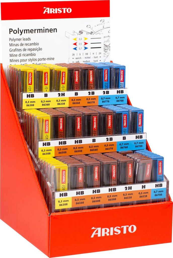 Aristo Polymerminen 126er Display, Größen/Stärken sort.