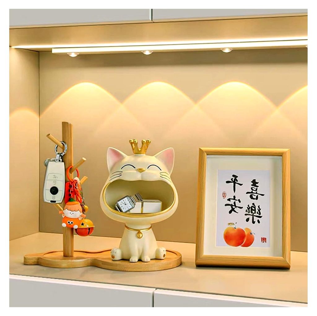 Katze Statue, Glückskatze Storage Sculpture, Startseite Wohnzimmer für den Eingang Lachende Katze Schlüssel Aufbewahrungsbox, Deko Kleinigkeiten...