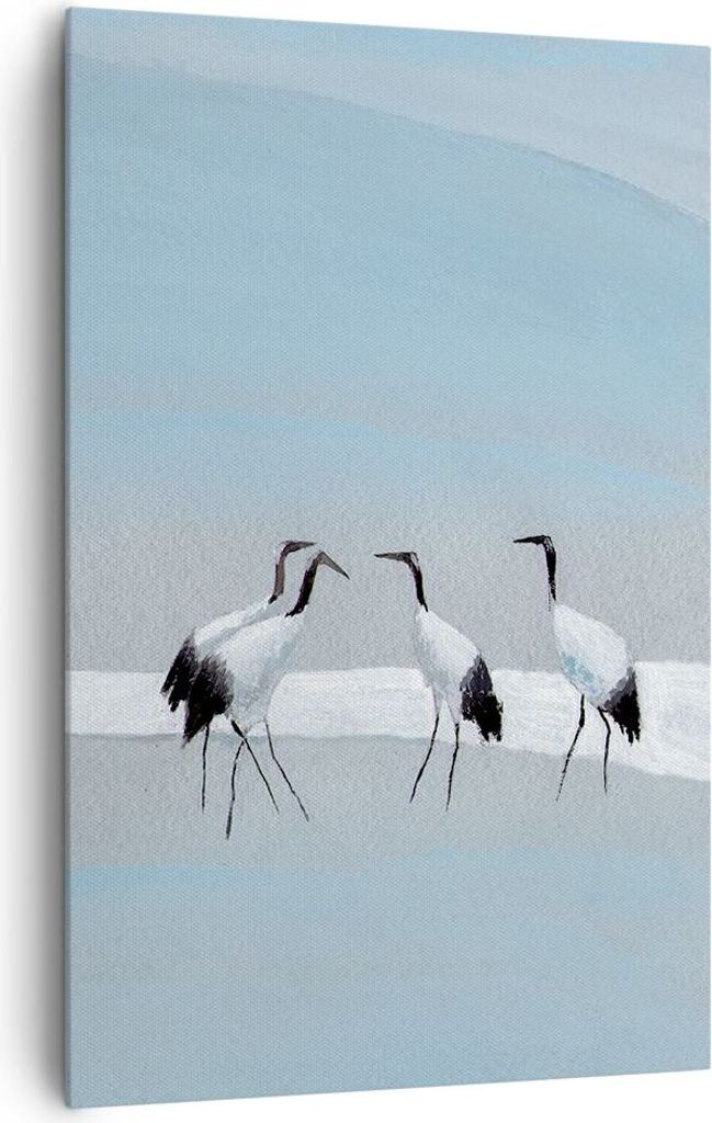 Bild auf Leinwand - Leinwandbild - Einteilig - Vögel Kraniche Natur - 80x120cm - Wand Bild - Wanddeko - Wandbilder - Leinwanddruck - Wanddekoratio...