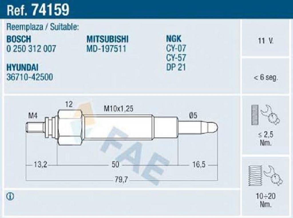 FAE 74159 Diesel Glühkerze für MITSUBISHI Galant VIII Produktbild 
