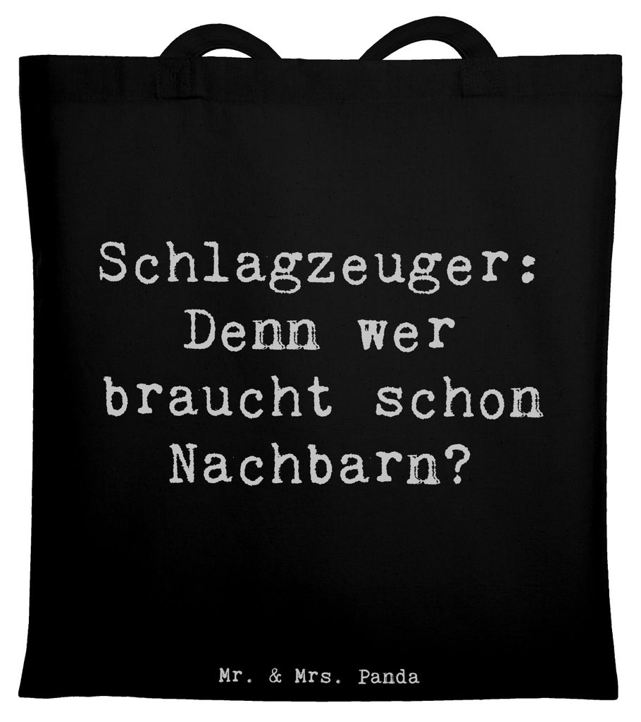Mr. & Mrs. Panda Shopping Tasche Spruch Schlagzeuger Spruch - Schwarz - Geschenk, Schultasche, Instrument, Laptoptasche, Beats, Lernen, Lärm, Musi...