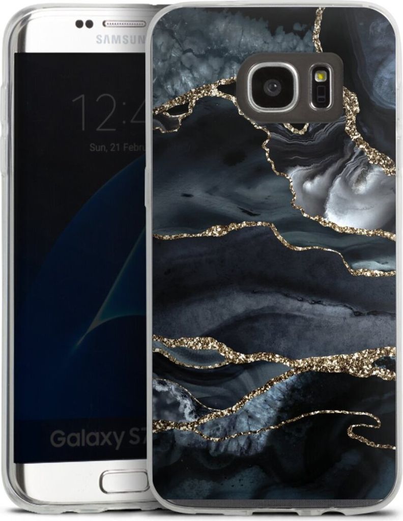 DeinDesign Slim Hülle für Samsung Galaxy S7 Edge Silikon Case Ultra Dünn Handyhülle Glitzer Look Marmor Trends