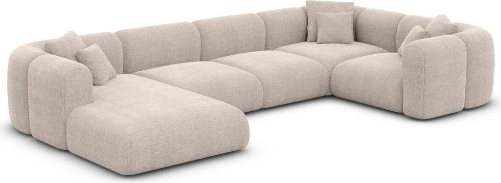 Strukturstoff U-Form XL Wohnlandschaft Belio Beige Links