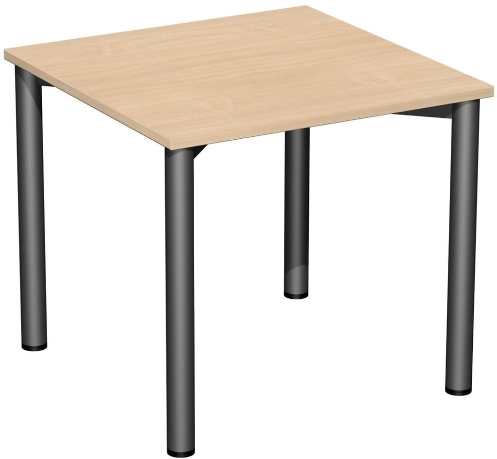 4 Fuß Flex Schreibtisch, gerade, verschiedene Größen und Farben, Farbe Nachbildung:Buche, Größe Tischplatte:80 x 80 cm, Gestellfarbe:Anthrazit
