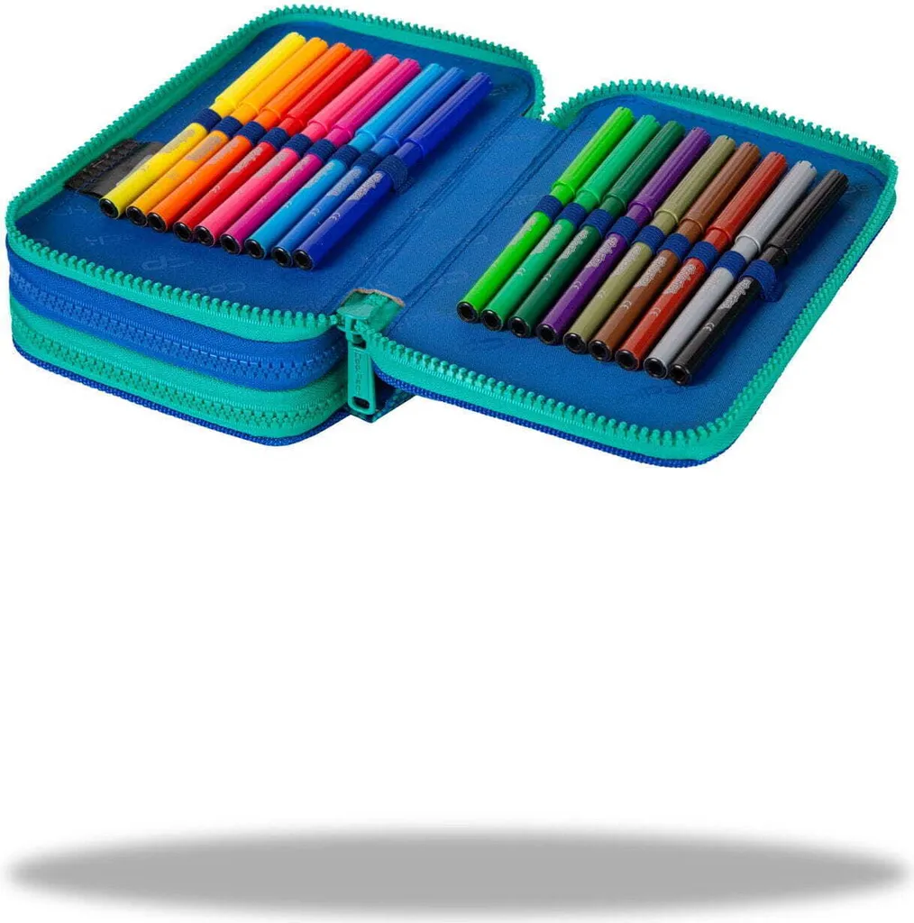 Plumier Triple Compartiment Gradient Ocean avec Accessoires de Bureau Enfant - 14