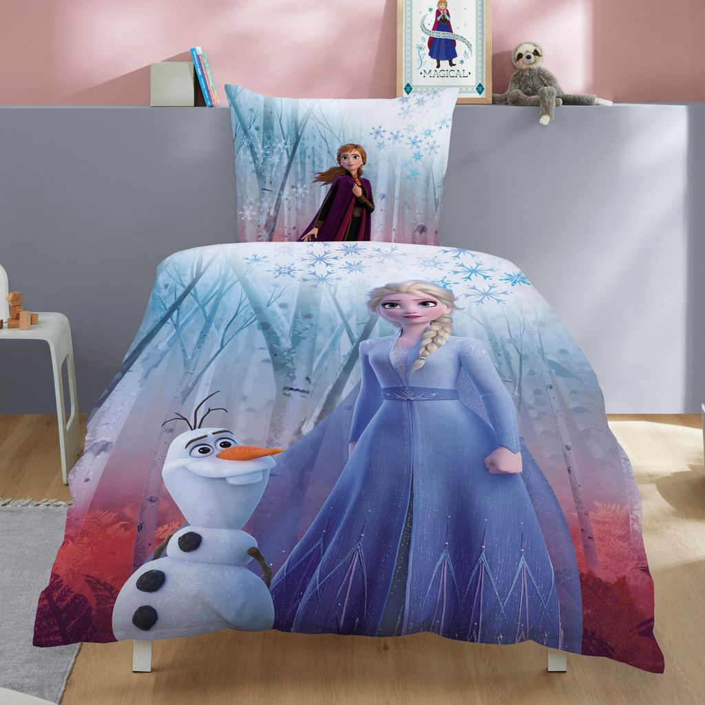 Frozen Bettwäsche Set mit Anna, Elsa und Olaf Eiskönigin