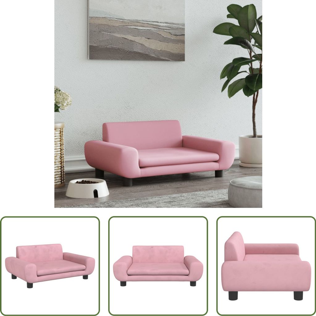 The Living Store Hundebett Rosa 70x45x33 cm Samt