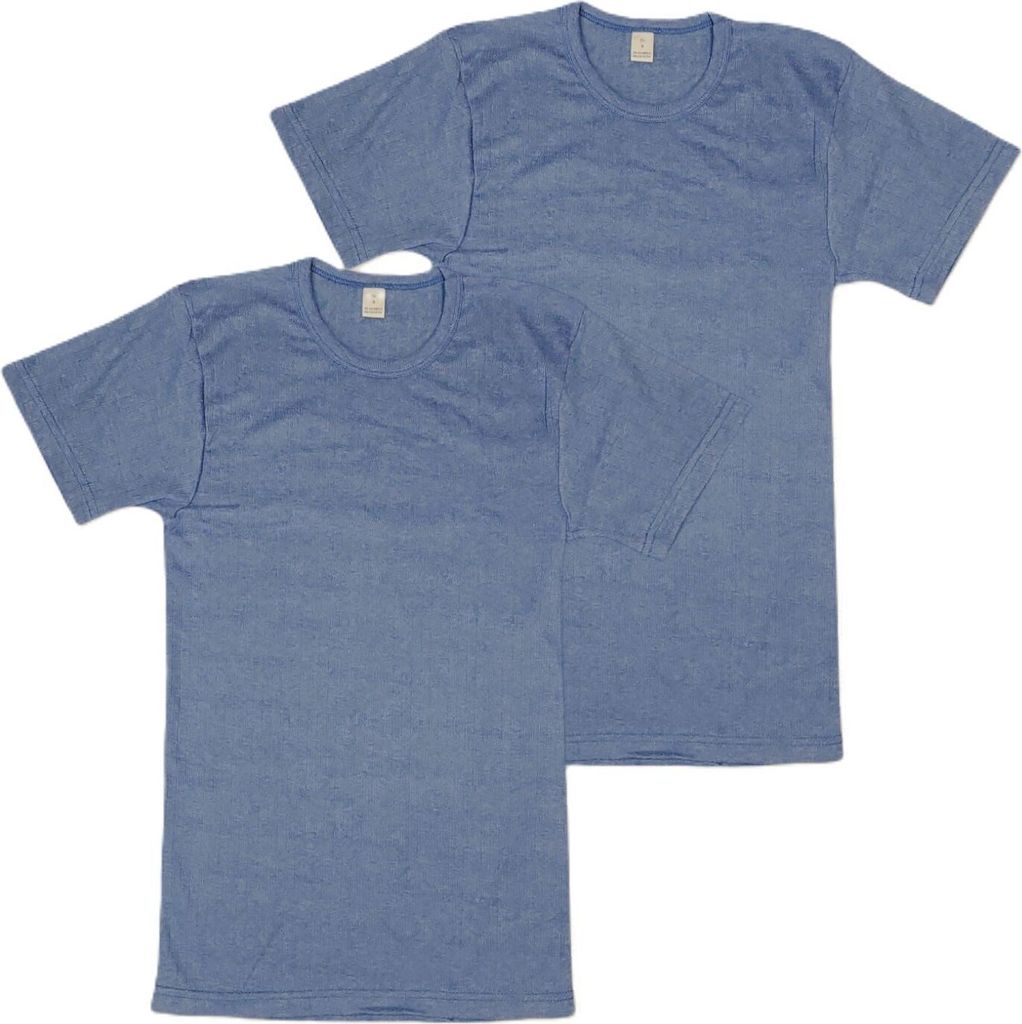 TOKER COLLECTION Thermounterhemd Herren Thermounterhemd Kurzarm Arm, 2er-Pack (Packung, 2er-Pack) doppelripp Optik, Farbe Blau, Größe 5
