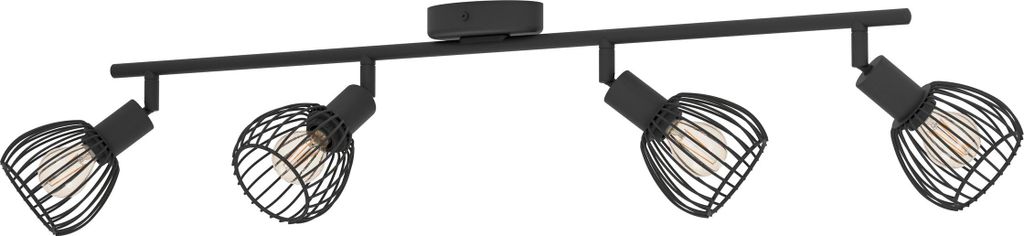 EGLO Deckenstrahler Sonnino, Deckenlampe 4-fach, Deckenleuchte Industrial mit schwenkbaren Spots aus schwarzem Metall, Deckenspots mit E14 Fassung