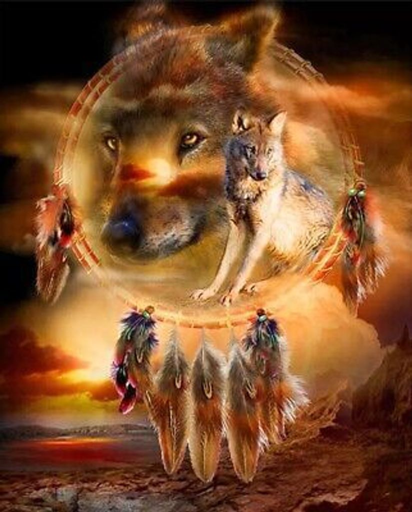NORIMPEX Diamond Mosaic Wolf, Traumfänger 30x40 cm 1006968 Produktbild 1
