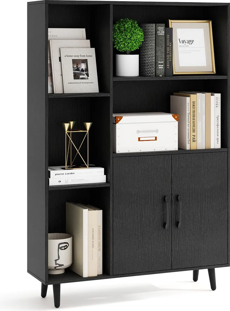 Bibliothèque de salon compacte pour livres et déco, hauteur 119 cm
