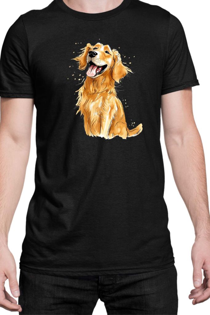 Herren T-Shirt Funny Dogs Breeds Golden Retriever Dog Breed 010, Man XL / Schwarz
