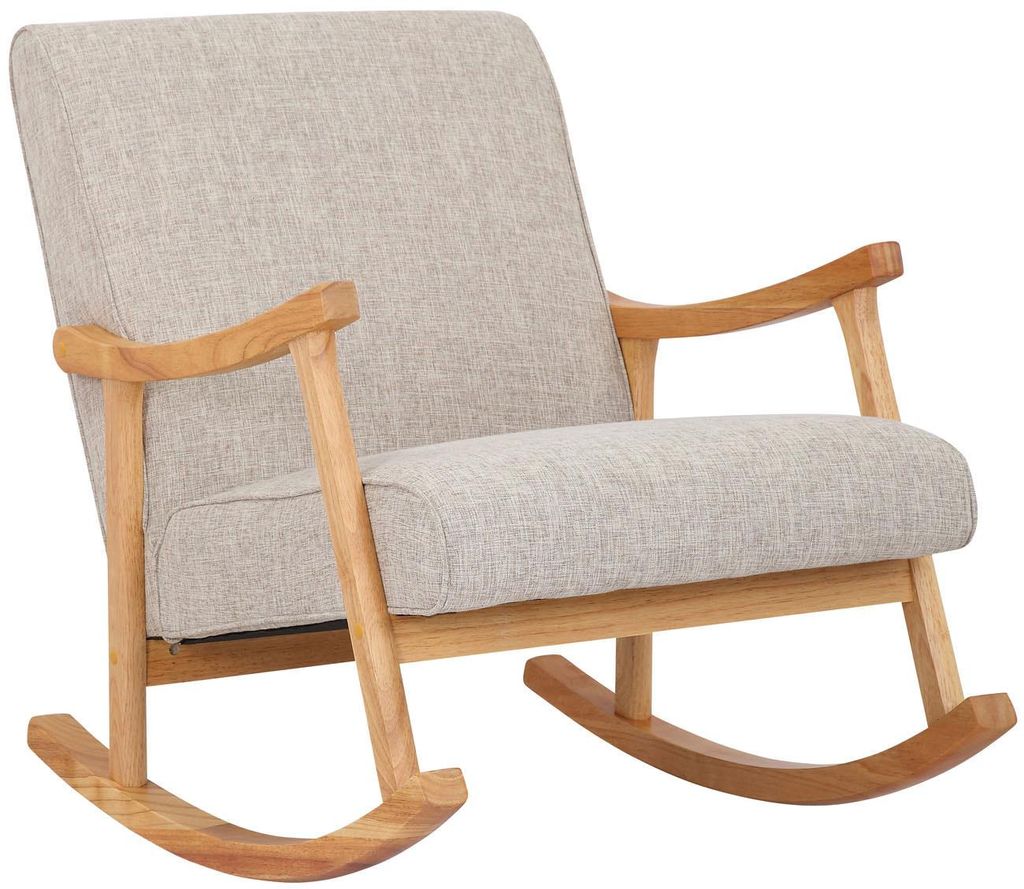 CLP Schaukelstuhl Morelia Stoff mit Holzgestell creme Produktbild 