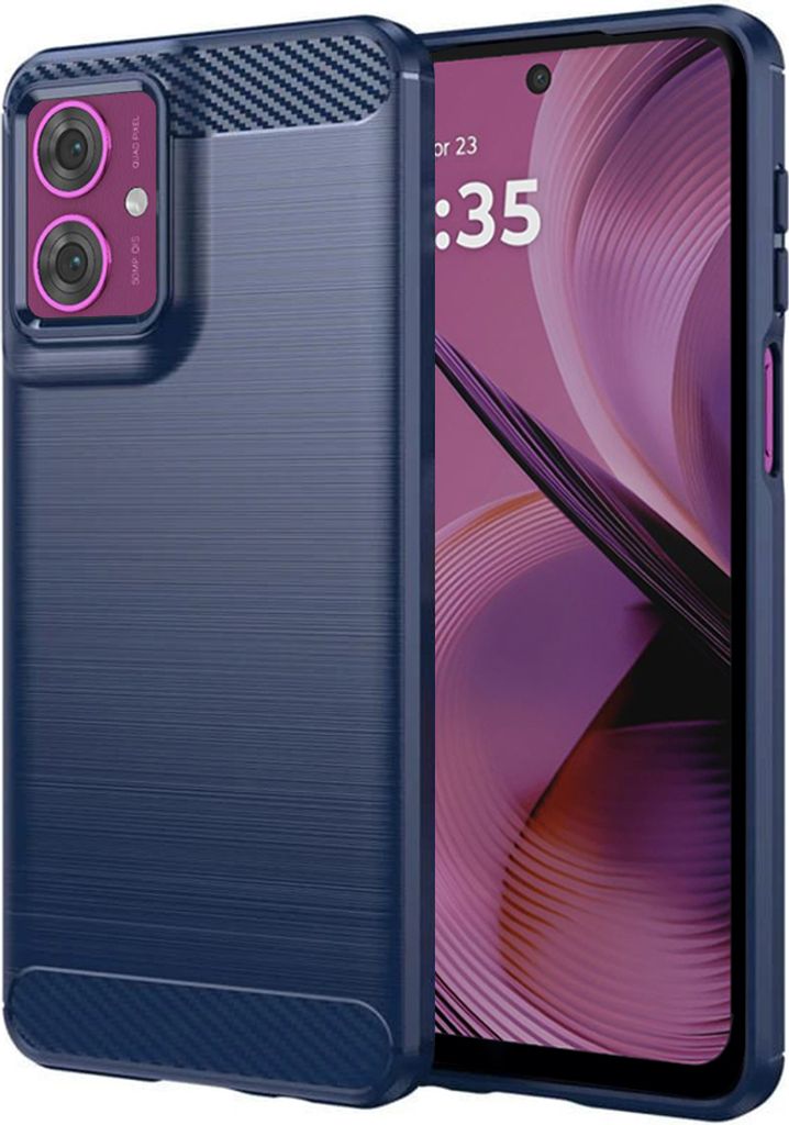 Techsuit Carbon Silicone Back Cover Hülle für Motorola Moto G55 - Blau