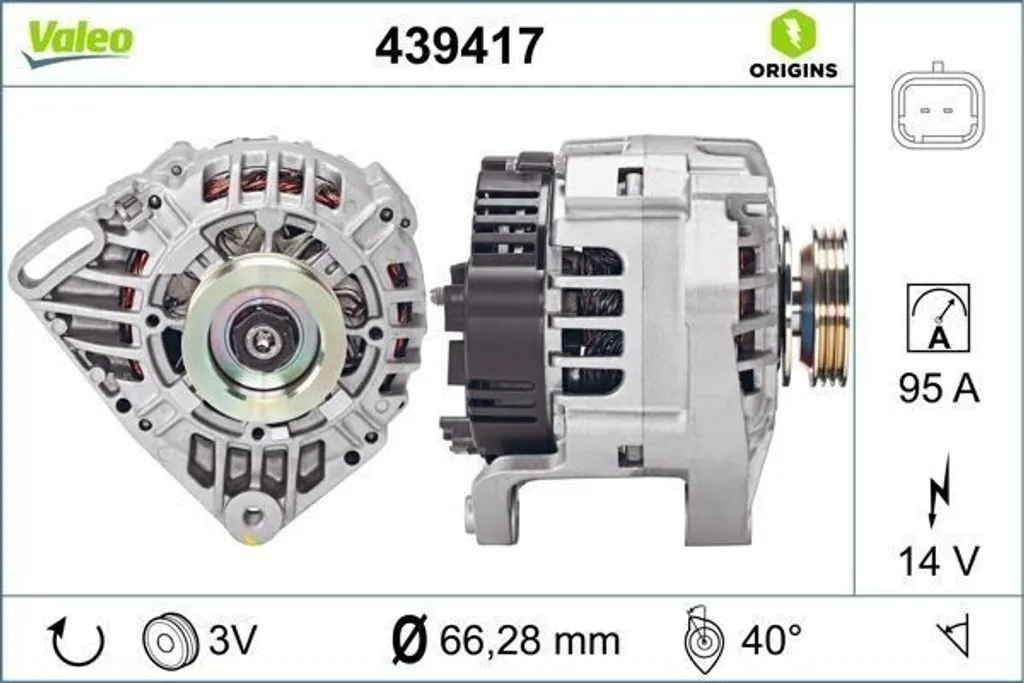 Alternateur de voiture pour Clio II et Kangoo - Valeo 439417 de 90A