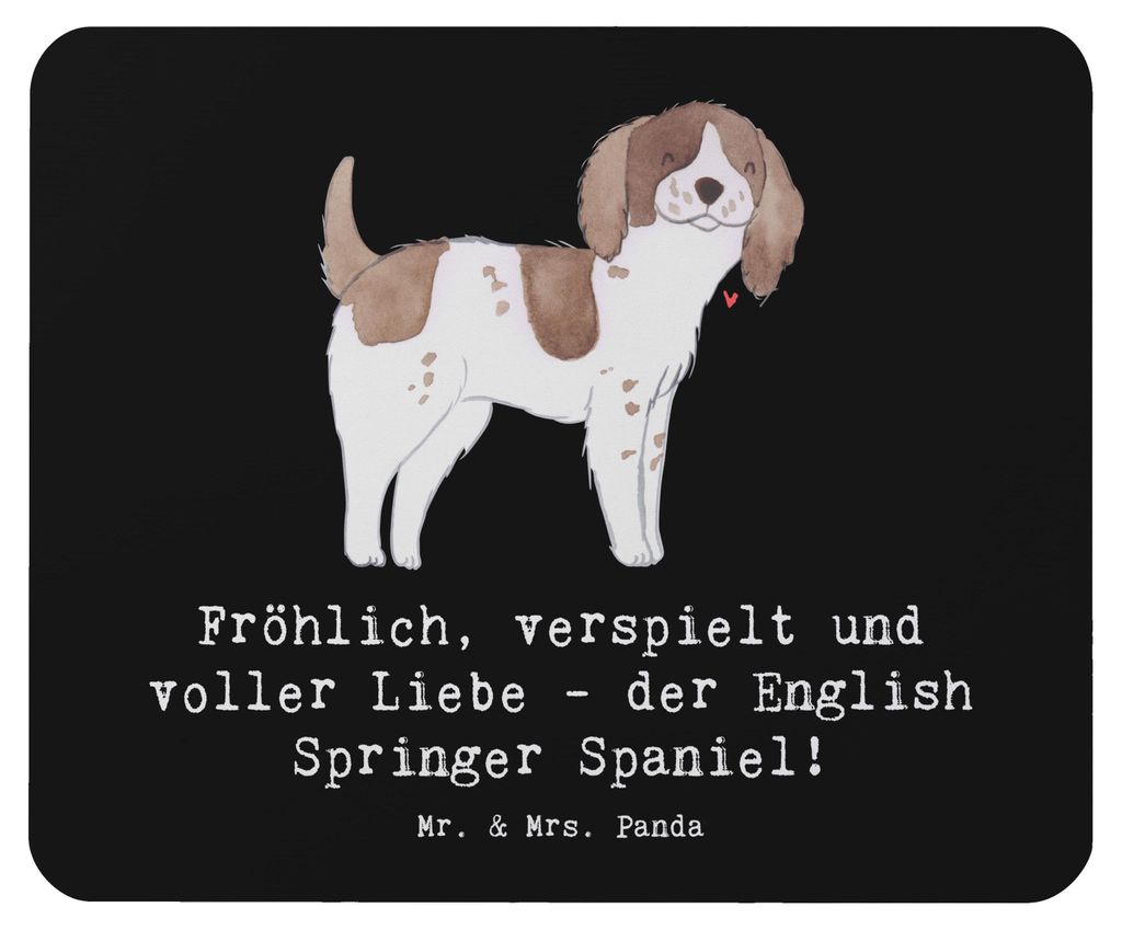 Mr. & Mrs. Panda Mouse Pad English Springer Spaniel Freude - Schwarz - Geschenk, Mauspad, laptop mousepad, Hunderassen Beschreibung, Verspielt, mou...