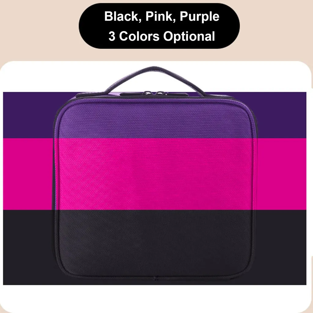 Trousse de maquillage à 6 compartiments modulables et porte-éponge