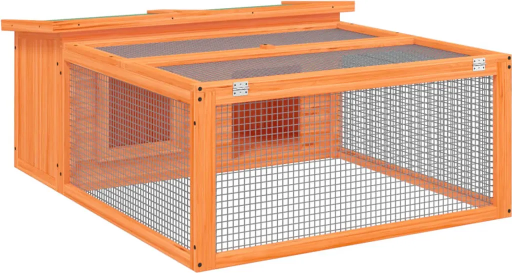 Grande cage à lapins extérieure en bois marron - Abri rongeur 117 cm