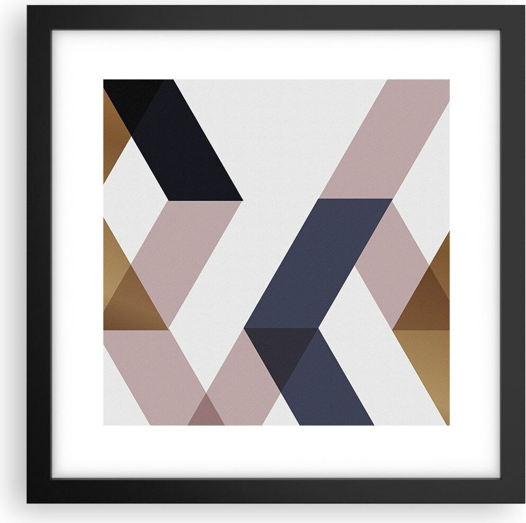 Gerahmtes Poster - Schwarzer Rahmen - Abstraktion Muster Diamant - 30x30 cm - Wand Bild - Wanddeko - Wandbilder - Wandposter - Bilderrahmen - Bilde...