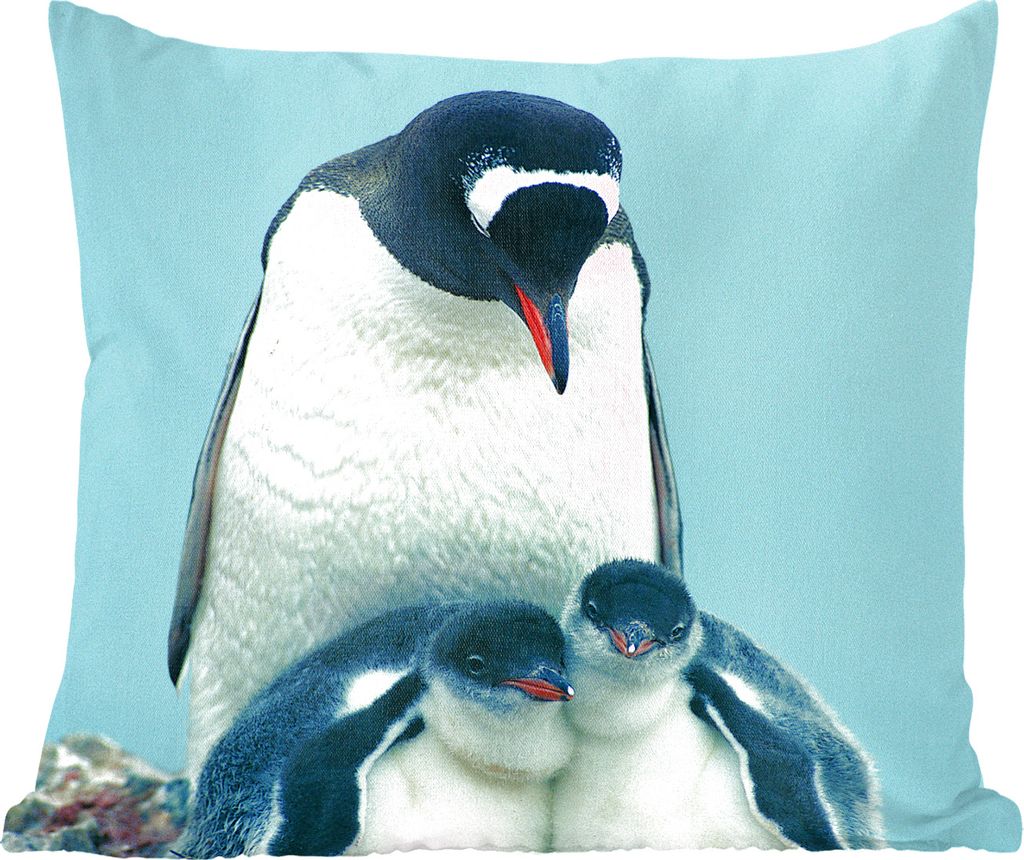 MuchoWow Zierkissen Sofakissen Wohnzimmer Dekokissen 60x60 cm Tiere - Pinguine - Küken - Sitzfläche - Foto Polster