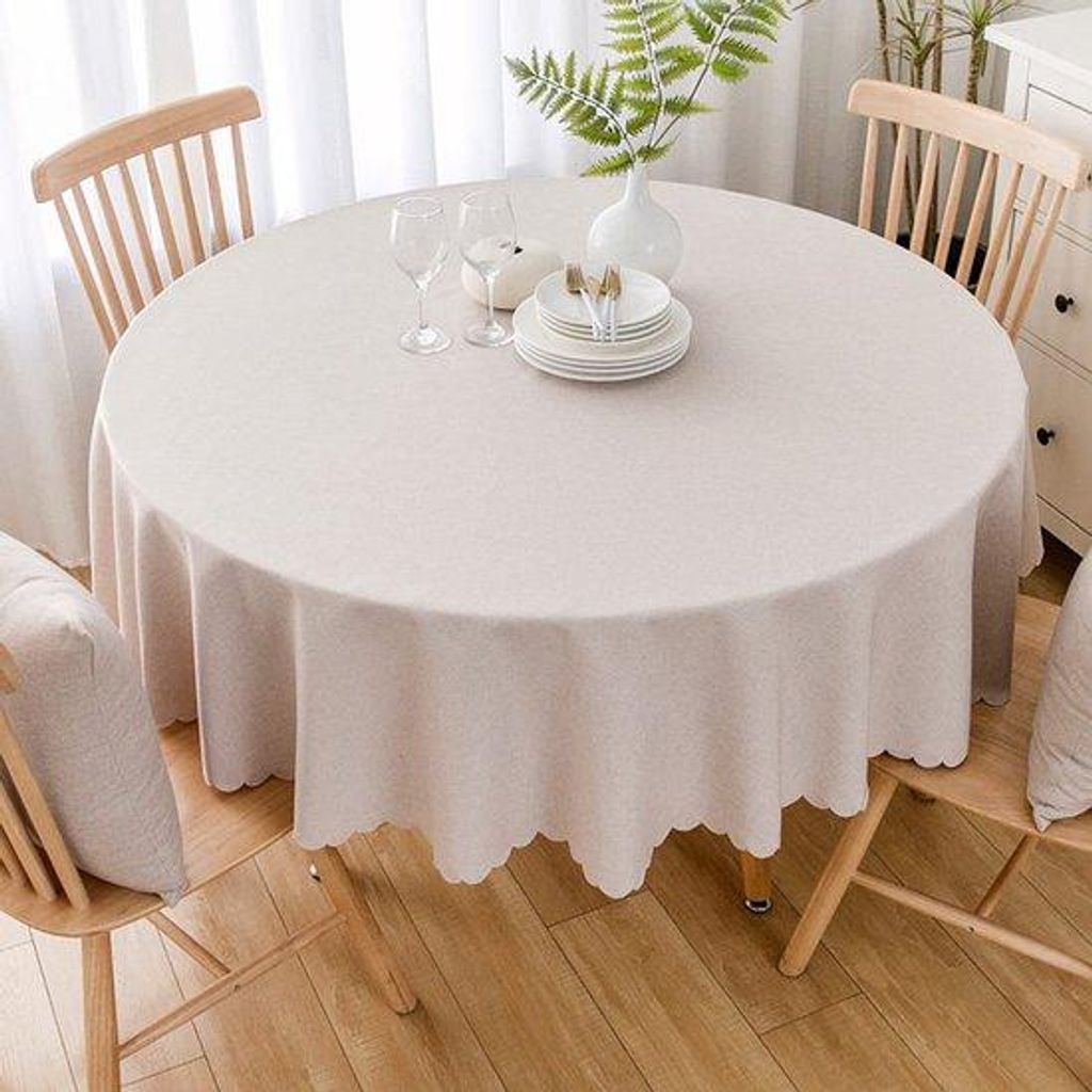 Azomor Rundes beiges Tischdecke aus dekorativem Stoff für verschiedene Anlässe