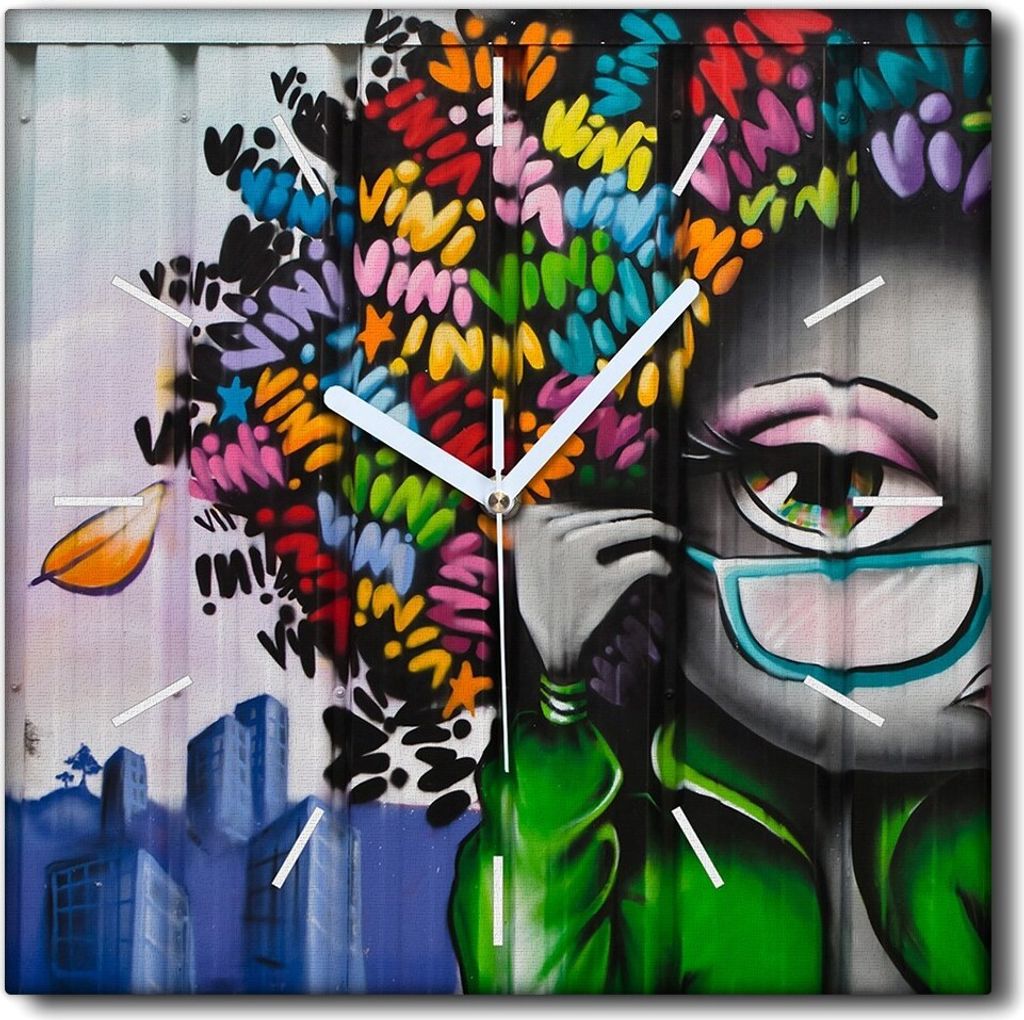 Coloray Uhr auf Leinwand 30x30 cm Wand Uhr Dekoration Wohnzimmer Segeltuch weiße Zeiger -Abstraktion Kunstkunst