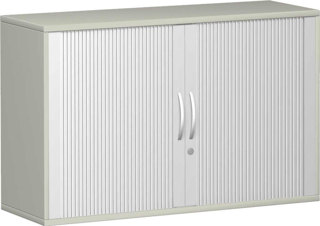 Geramöbel Querrollladenschrank 1 Nachbildung-Einlegeboden, abschließbar, 1200x425x768, Silber/Lichtgrau, N-10Q212-SL
