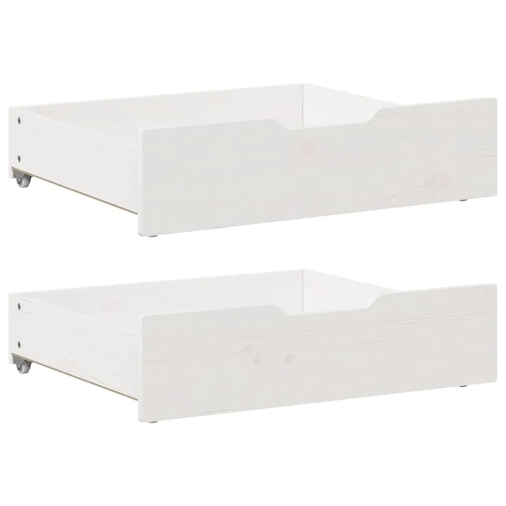 Set 2 Cassettoni Sottoletto Bianco 65x55x17 cm Legno Pino
