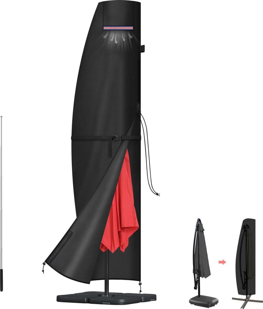 Wasserdichte Parasol Schutzhülle für den Garten - Große Abdeckung mit UV-Schutz