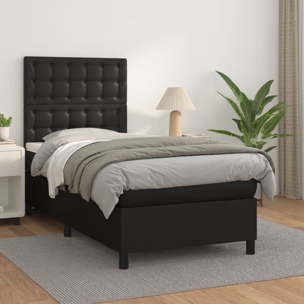 The Living Store Boxspringbett mit Matratze Schwarz 80x200 cm Kunstleder