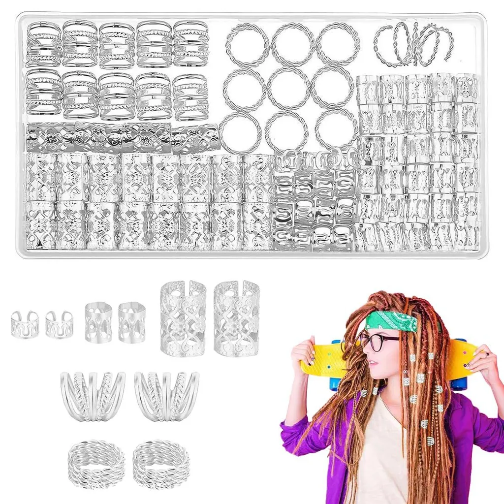 110 Bijoux Cheveux Argentés en Métal Flexible pour Tresse et Manchette